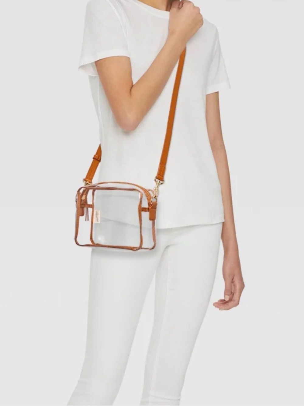 Universal Thread Clear Crossbody with Tan Trim and Strap